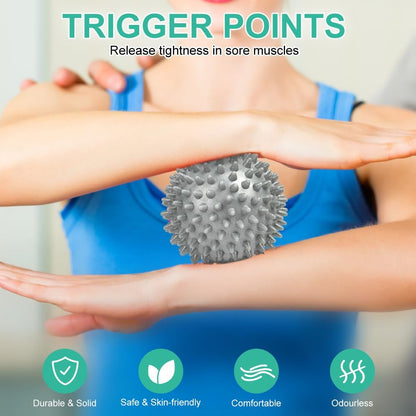 URAQT Spiky Massage Ball Set, 2 Pack Physical Therapy Massage Balls, Hard Lacrosse Ball & Spiky Massage Ball for Myofascial Release and Trigger Point Deep Tissue Massage (Red)