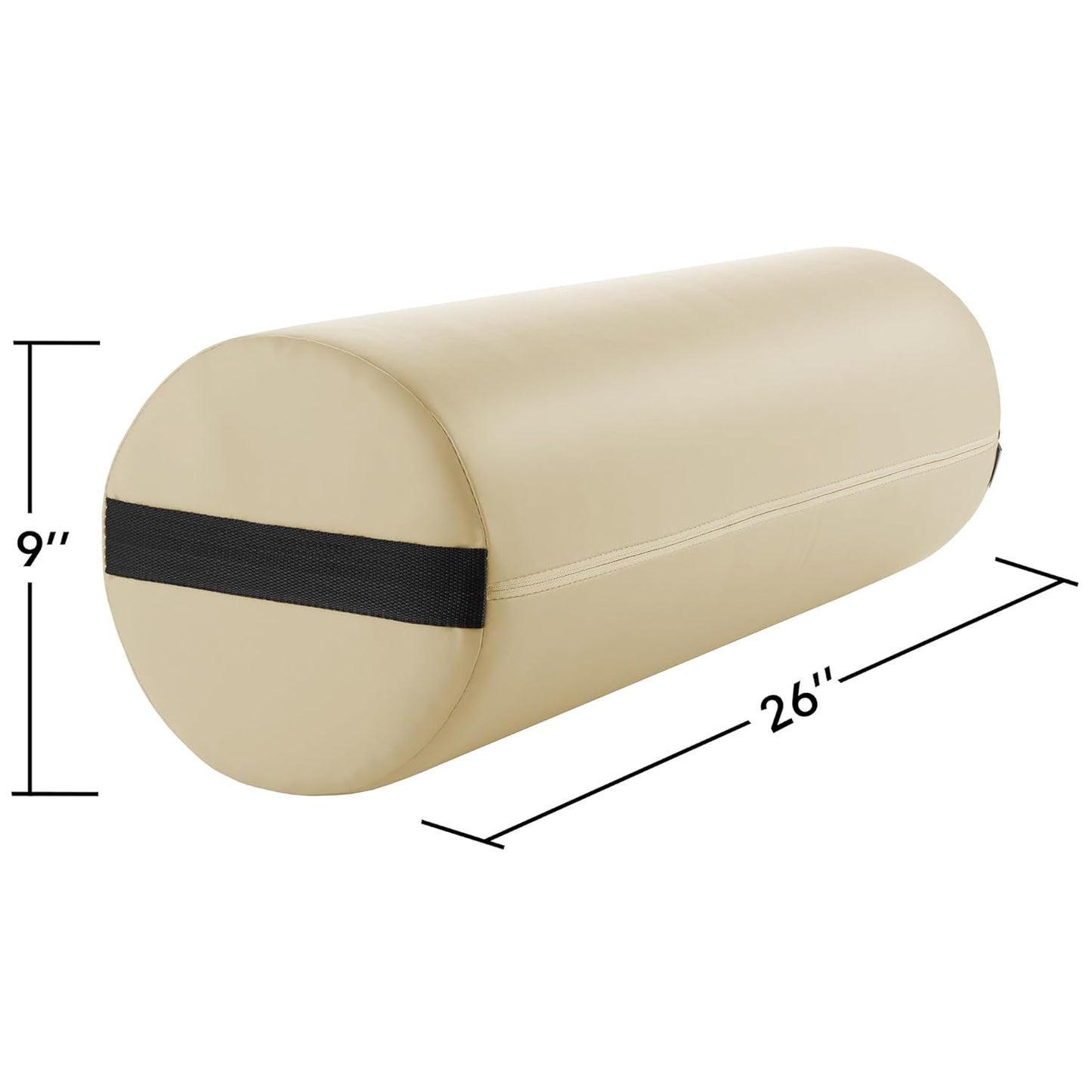 Saloniture Jumbo Round Massage Table Bolster Pillow Pad - 26 x 9 Inch - Black