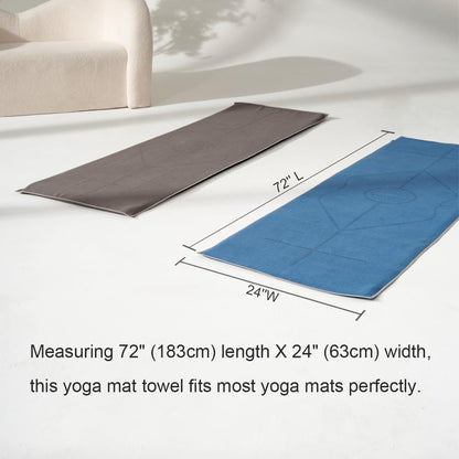 Yoga Mat Towel with Alignment Lines, 72"x 24" Mat-Sized, Anti-Slip Cover for Hot Yoga Pilates Exercise Fitness with Mesh Storage Bag (Dark Grey)