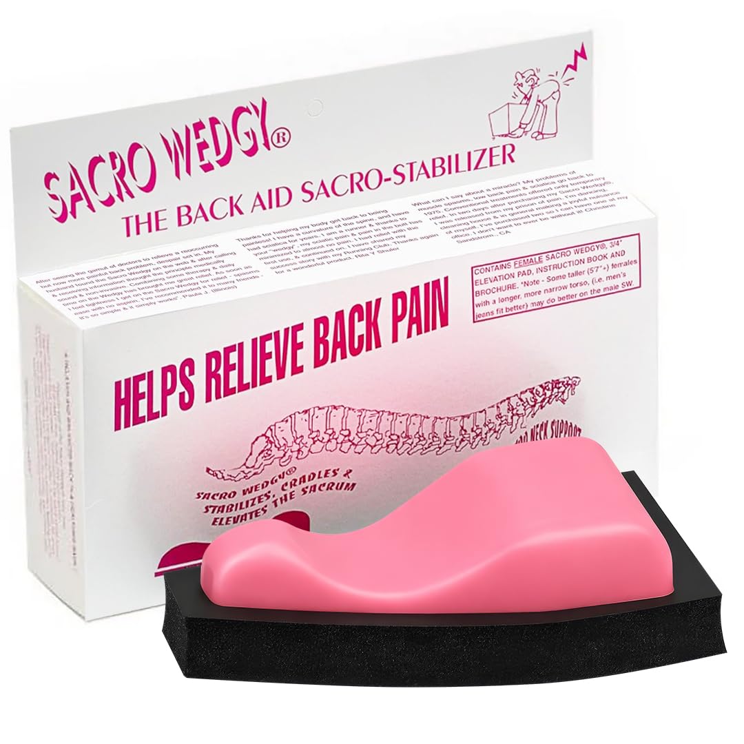 Sacro Wedgy® Female Sacrum Support Wedge – Contoured Sacral Positioning Tool with 3/4" Elevation Pad & Instruction Booklet – For Positioning & Relaxation Routines