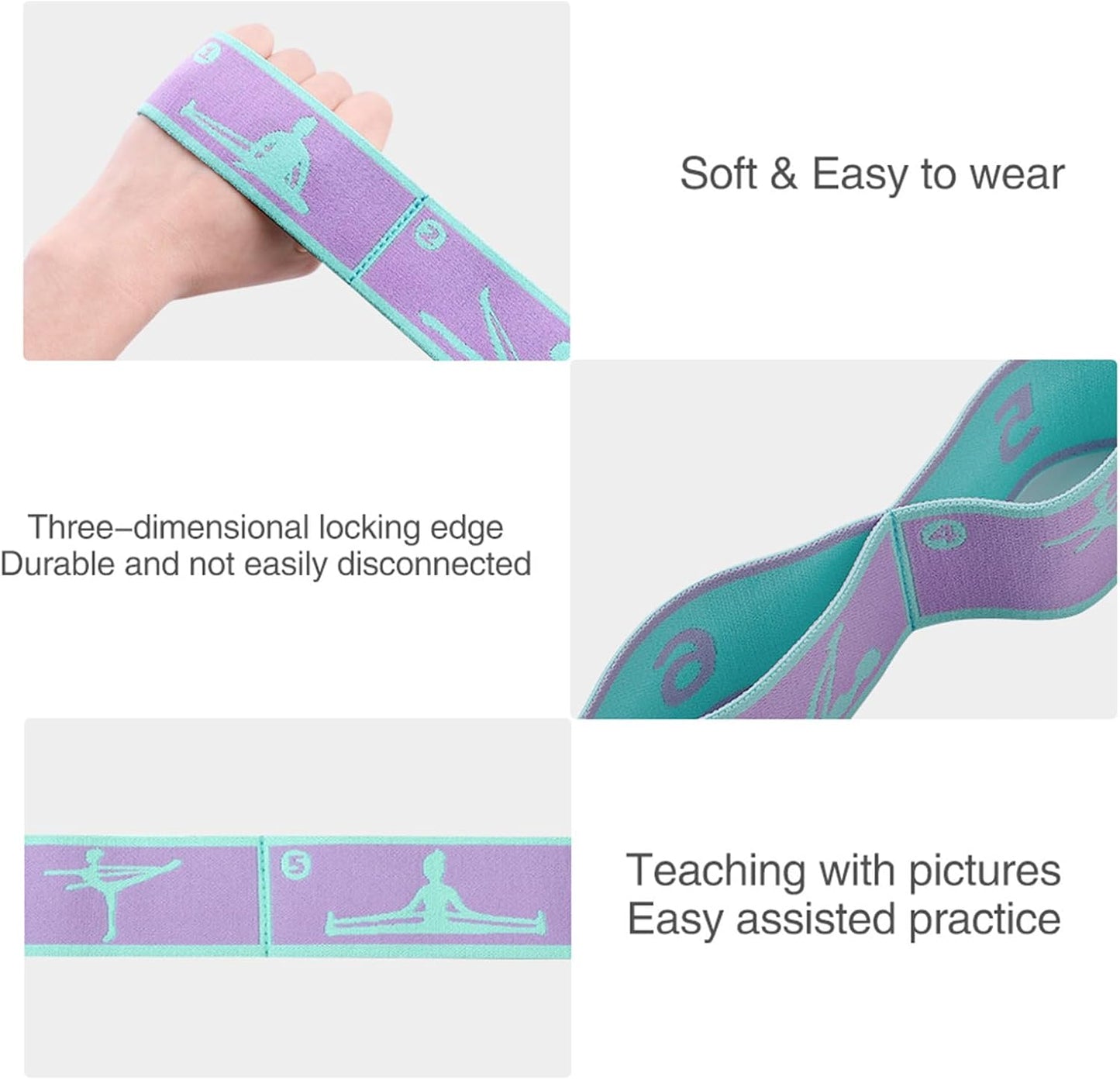 9 Loops Elastic Yoga Strap - Adjustable Stretching Band for Physical Therapy, Dance, Pilates & Gymnastics, Multi-Loop Exercise Band for Flexibility, Home Workout