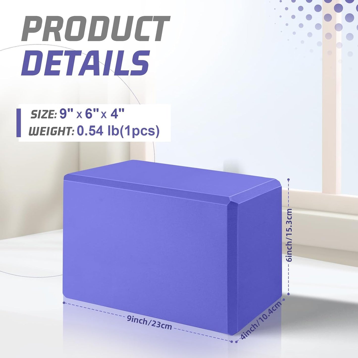 2025 Biguphate Yoga Blocks 9x 6x4 Inch，1 Pack EVA Foam Yoga Block Supportive Latex-Free, Non-Slip Exercise Blocks, Yoga Accessories for Pilates, Meditation, Balance, Stretching and Deep Poses