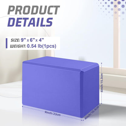 2025 Biguphate Yoga Blocks 9x 6x4 Inch，1 Pack EVA Foam Yoga Block Supportive Latex-Free, Non-Slip Exercise Blocks, Yoga Accessories for Pilates, Meditation, Balance, Stretching and Deep Poses