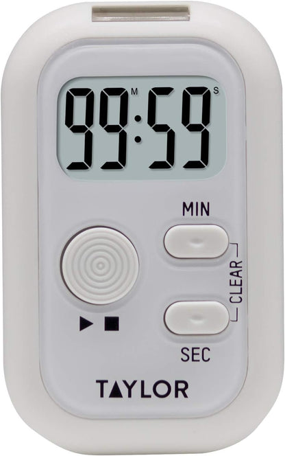 Taylor Multi-Alert (Sound, Light, Vibration) Digital Timer, Standard, White