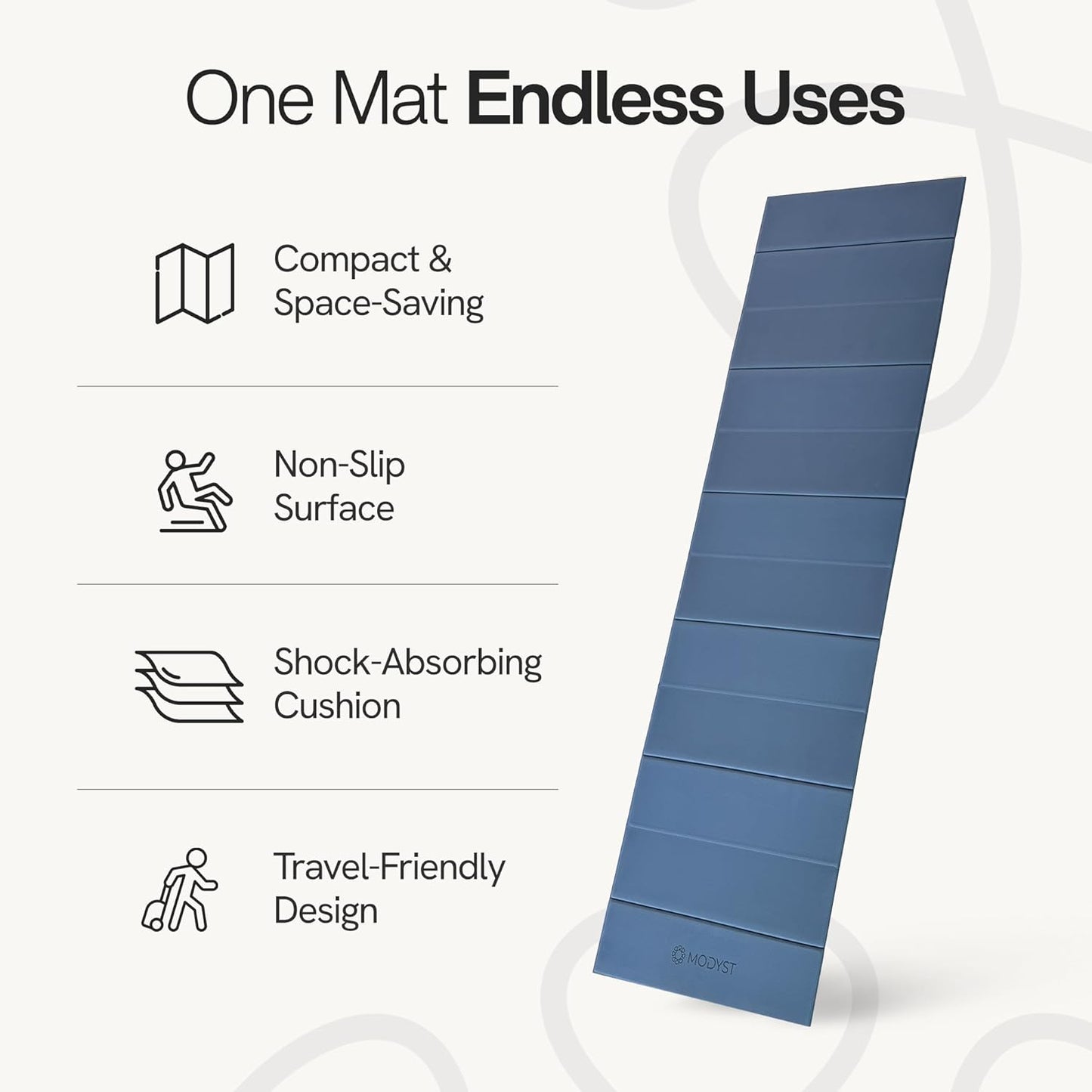 Folding Yoga Mat, TPE Folding Yoga Mat, Foldable Exercise Mat for Yoga, Pilates, Floor Workouts, Compact Design, Travel Friendly, Ideal for Home & Gym, Knee pad, Kneeling pad, No Roll Mat