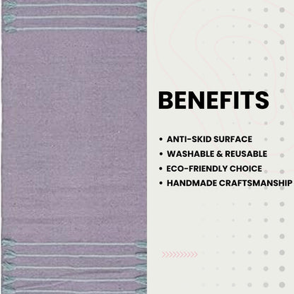 Indian Handmade100 % Organic Anti Skid Multi Colour Cotton Yoga Mat - Eco-Friendly Hand-Woven Rug - Non-Slip & Thick (24”x72”x5mm) for Hot yoga & Everyday Fitness at Home - Comfortable & Foldable Extra-Long Mat