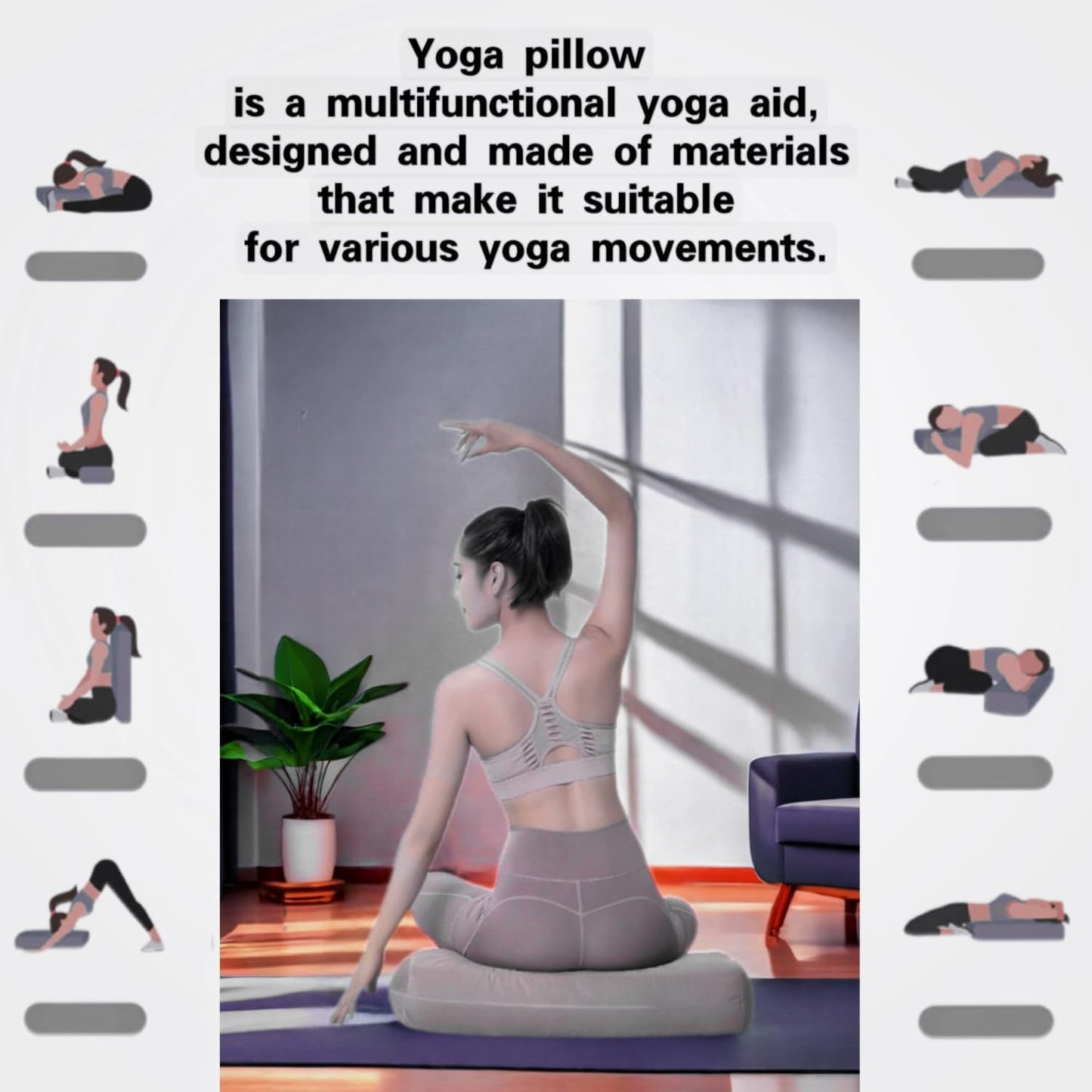 NGT new guide steps Yoga Bolster Pillow for Meditation and Support - Rectangular Yoga Cushion Foam Wedges Washable Suede Pillowcase for Men and Women with Carry Handles.…