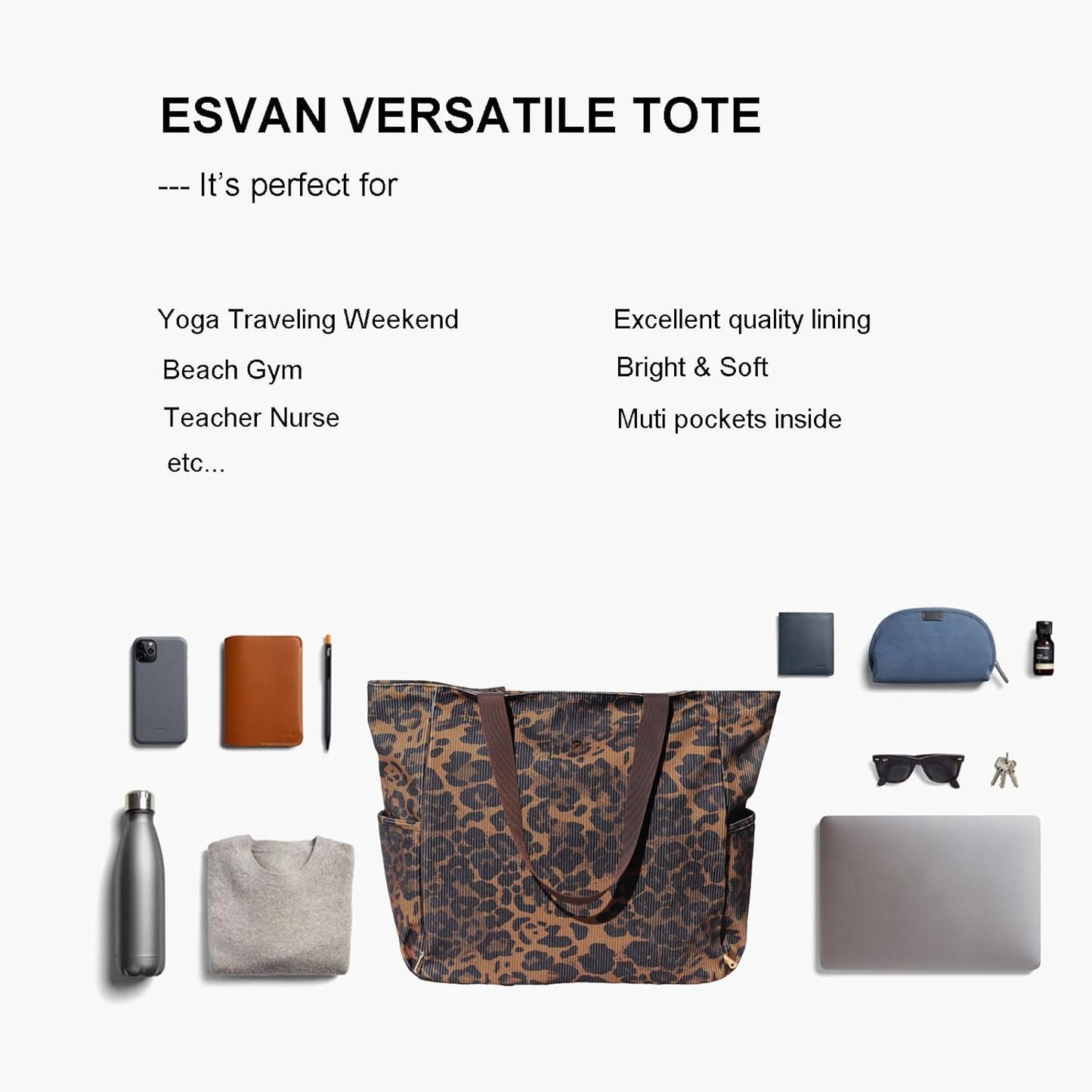 ESVAN Yoga Mat Bag Yoga Tote Carrier Shoulder Bag Carryall Tote for Office,Yoga,Pilates,Travel,Beach and Gym