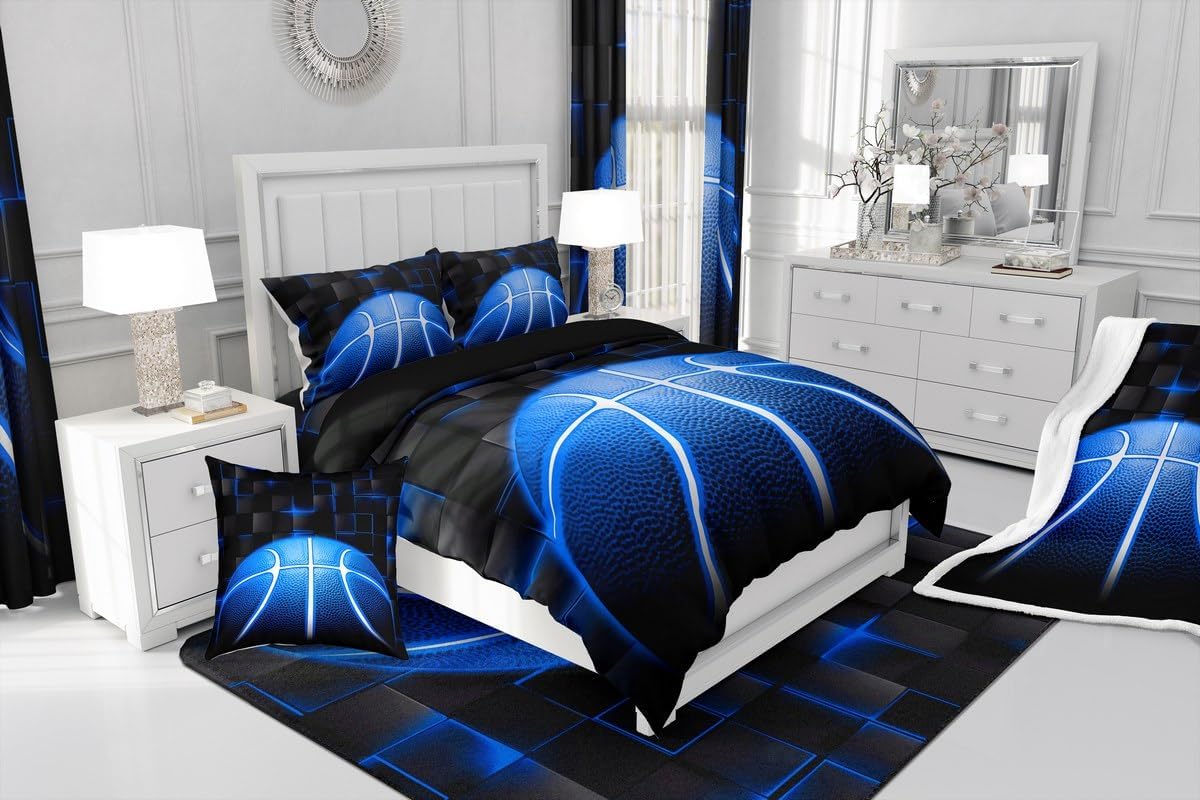 jejeloiu Basketball Living Room Rugs for Bedroom 5x7 Kids Gaming Sports Decor Carpet for Boys Girls Teens Ball Games Area Rug Soft Gift for Basketball Lover Grey and Black Room Decor