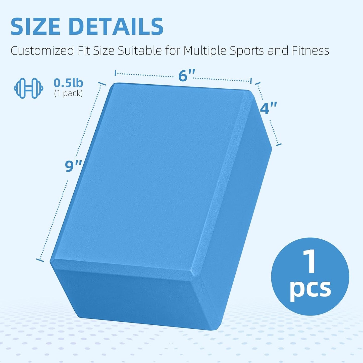 1 Pack Large Foam Yoga Blocks 9x6x4 Inches, Sturdy Pilates Block, Workout Block, Non Slip Surface Yoga Brick for Pilates Meditation, Stretching and Toning, Pink