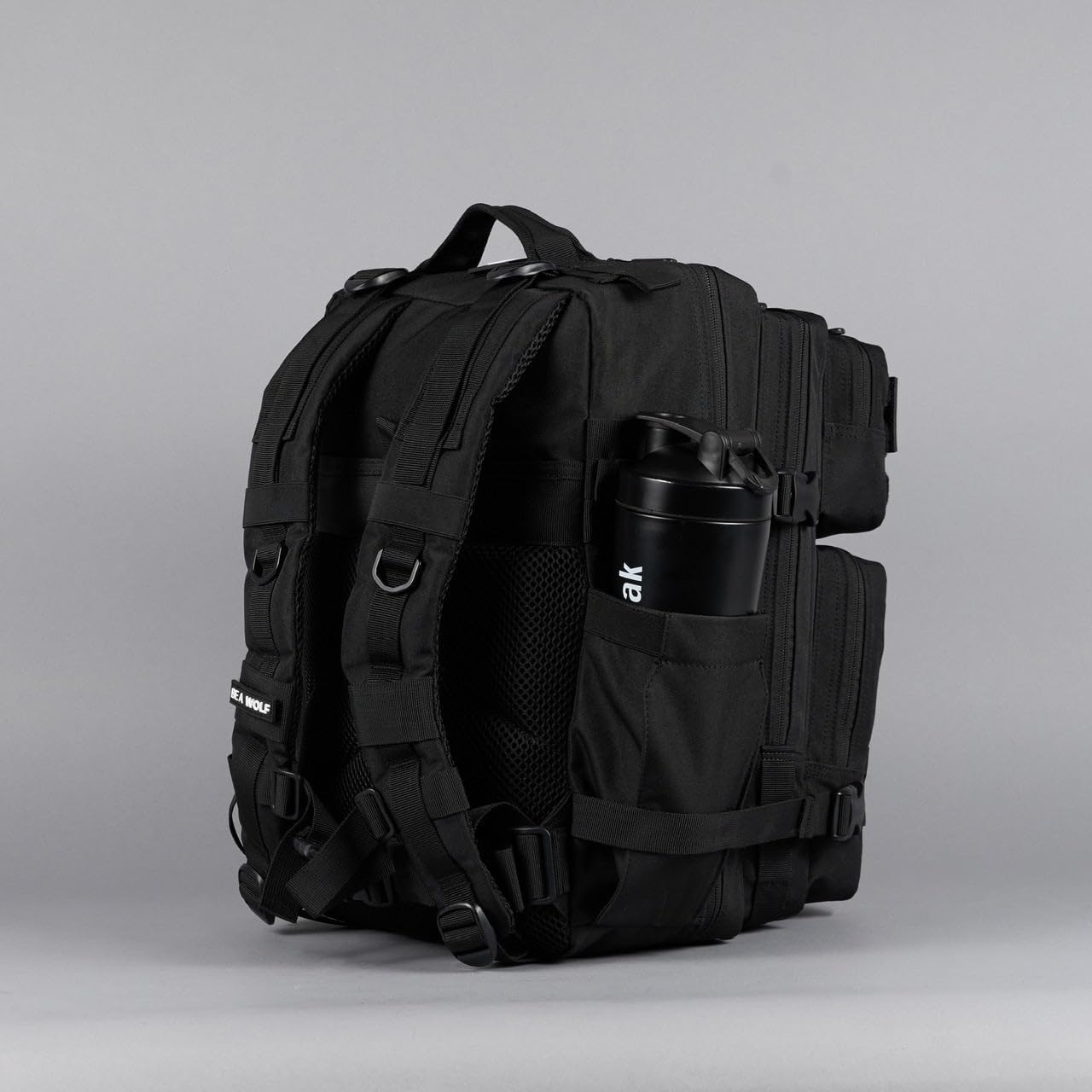 WOLFpak 35L Tactical Gym Backpack (Alpha Black) Durable 1000D Waterproof Oxford Material with MOLLE Webbing, Laptop Pocket & Dual Cup Holders, Durable Fitness/Travel/Military Daypack