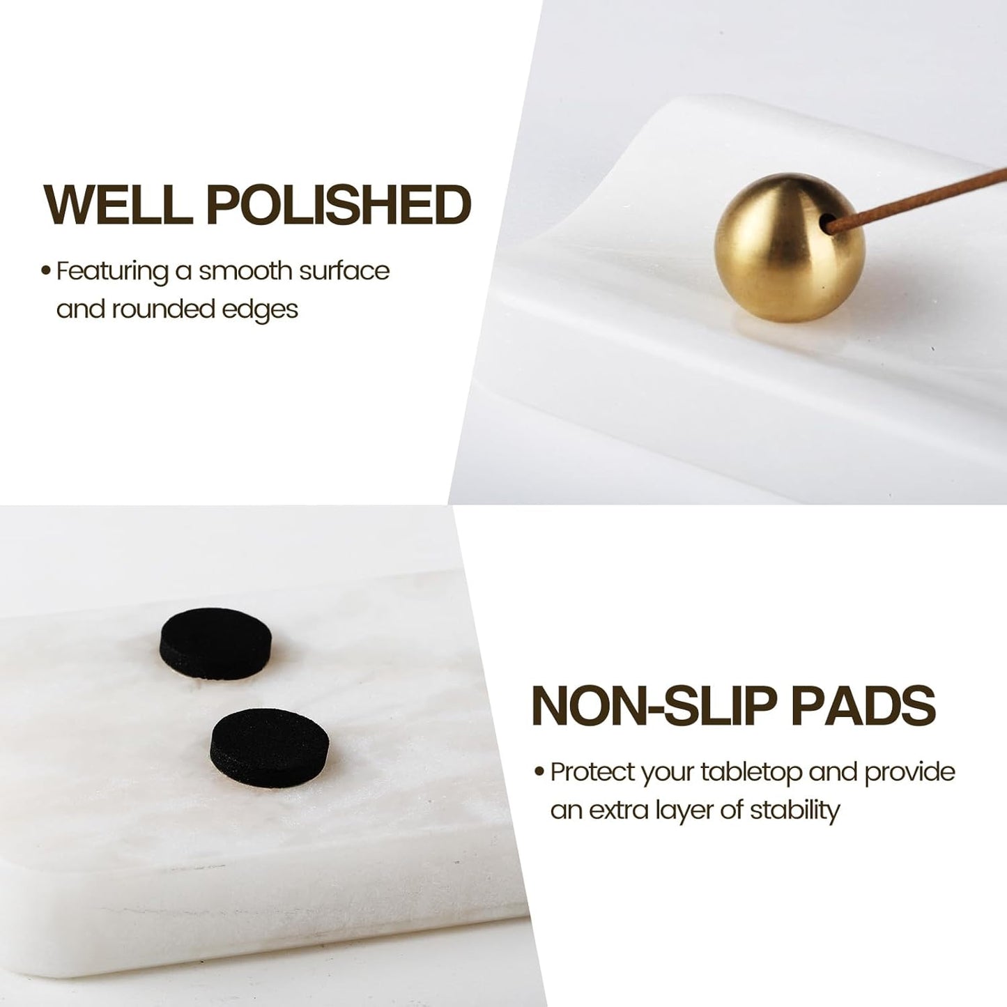 Koville Marble Incense Holder, Incense Holder for Sticks, Incense Sticks Holder Ash Catcher for Meditation Yoga SPA, Natural Stone Incense Burner, Home Table Decor (Green)