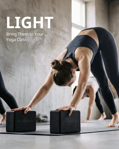 Trideer Yoga Blocks 2 Pack, Soft Non-Slip Foam Blocks with Beveled Edges for Alignment and Stretching in Yoga, Pilates, and Dance - Supportive, Lightweight, Odor Resistant, Latex-Free