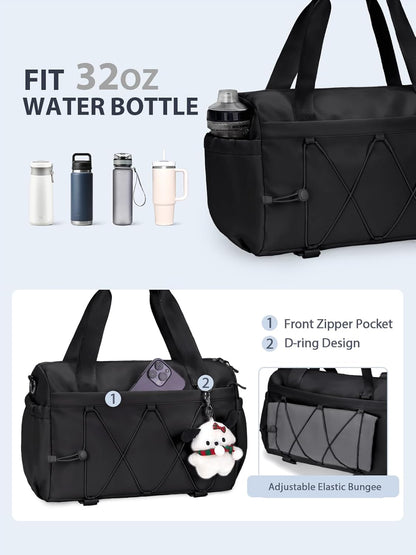 Small Gym Bag for Women with Yoga Mat Holder and Wet Compartment, Mini Gym Duffle Bag Yoga Bag with Water Bottle Pocket for Workout Travel, Green
