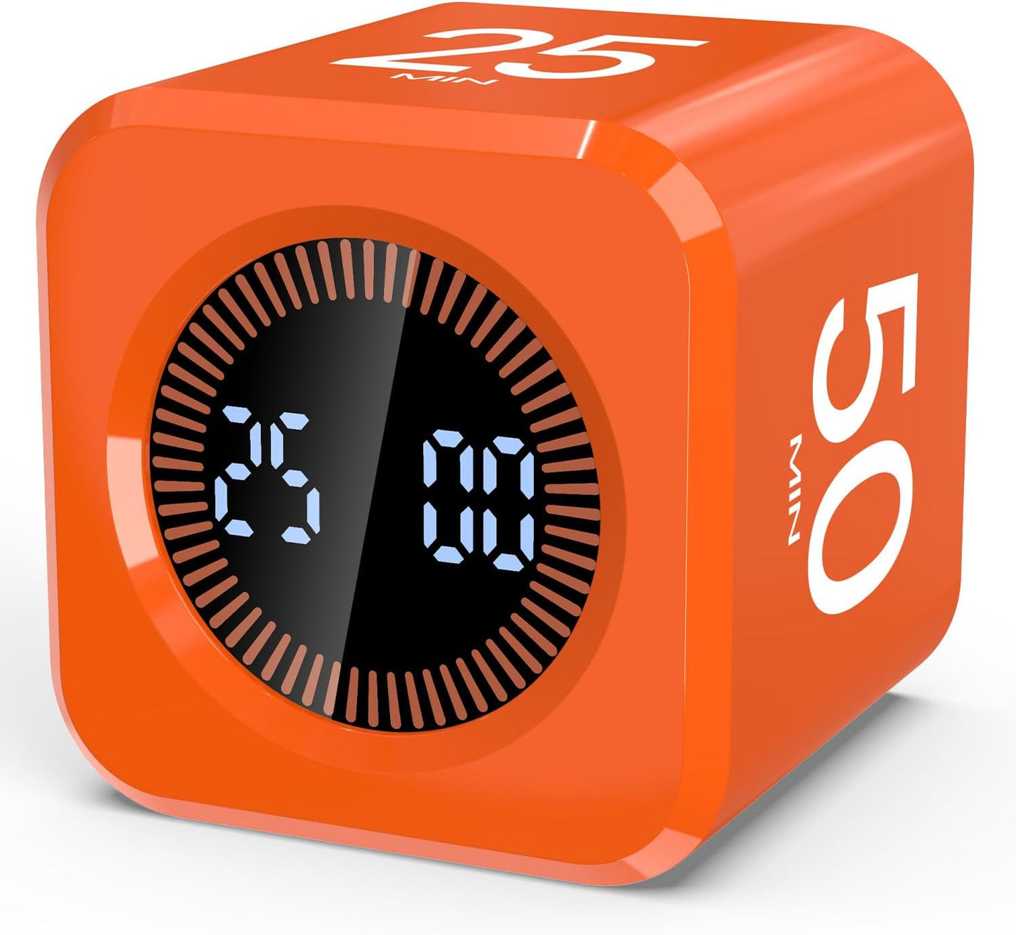 Digital Pomodoro Timer Cube 5/10/25/50min, Visual Productivity Flip Timer for Kids Classroom Desk, Custom Countdown, Silent and Sound Mode for ADHD Study Work Game Kitchen (Black)