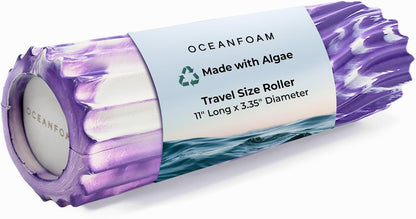 Oceanfoam Ripple Travel Foam Roller (11" x 3.35") Firm Mini Foam Roller for Physical Therapy, Deep Tissue Massage, Back Pain - High Density, Ergonomic Wave Textured - Yoga, Pilates, Exercise (Natural) - Colors B