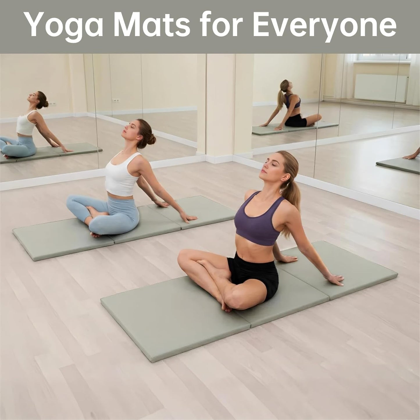 Foldable Yoga Mat, 2 Inches Extra Thick Non-Slip Design Fitness Mats,Better cushioning and shock-absorbing Multi-Purpose Exercise Pilates Mat for Home Studio-72 x 24 x 2"