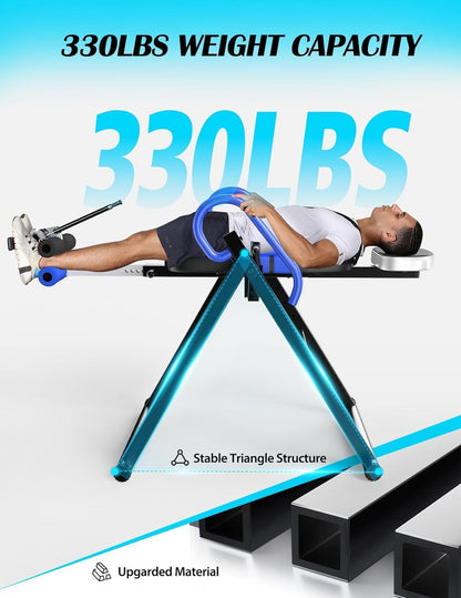 YOLEO Gravity Inversion Table for Back Pain Relief 2026 New Inversion Table w/Lumbar Support Easy to Assemble Back Stretcher Machine 300 lbs