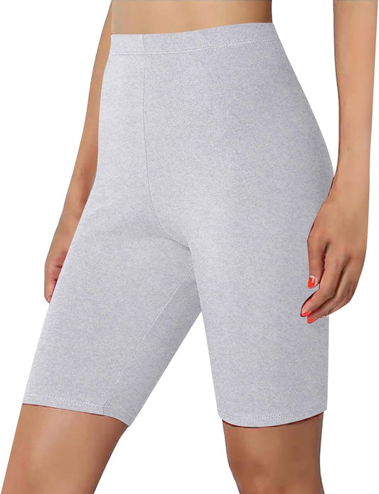SHAOBGE Women's High Waist Lounge Yoga Shorts, 8" Biker Gym Shorts for Women, Comfy Elastic Solid Color Yoga Pants for Ladies