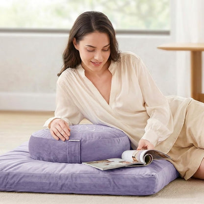Hihealer Meditation Cushion, Traditional Tibetan Meditation Pillow Velvet Cover - Large Floor Cushion Seating for Adults - Yoga Buckwheat Bolster for Women、Moms