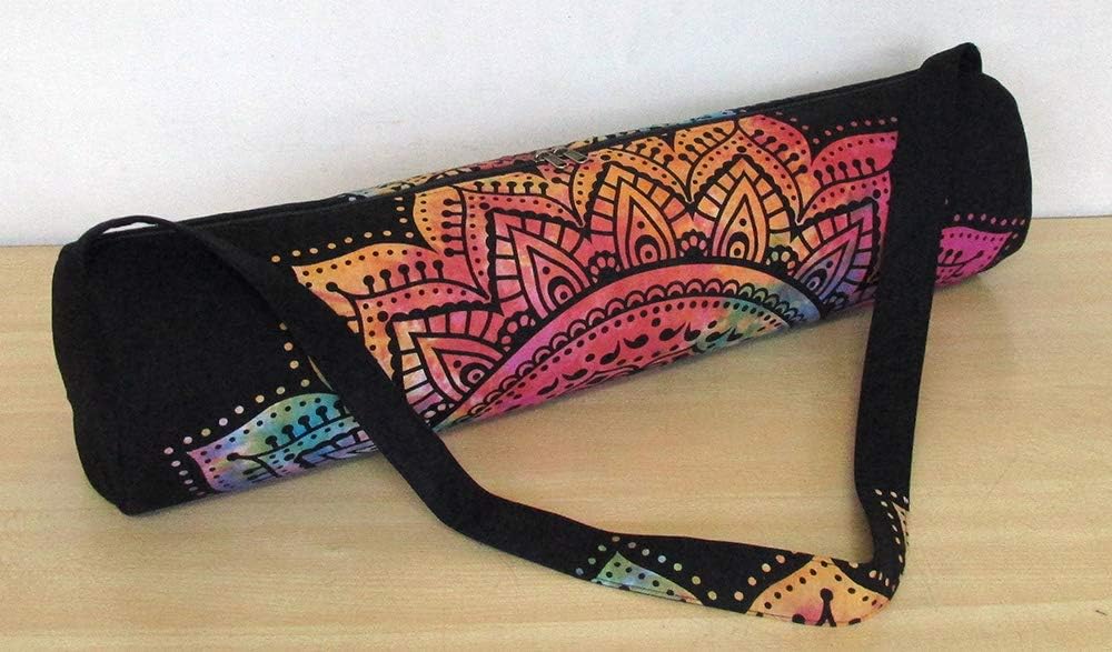 INDIAN CRAFT CASTLE ICC Yoga Mat Bag Carrier Full-Zip Exercise Yoga Mat Carry Bag for Women Men with Multi-Functional Storage Pockets and Adjustable Shoulder Strap 26X6 Inches