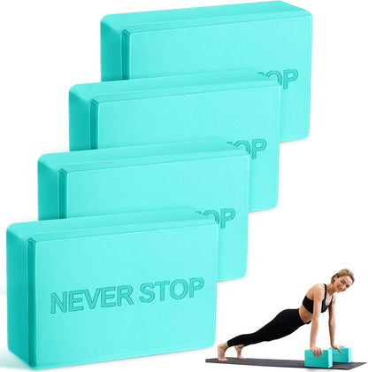 RoundFunny 4 Pack Yoga Blocks Non Slip Pilates Brick Foam Blocks Pilates Dance Gymnastics Workout Fitness Props Tool for Stretching Meditation and Exercise