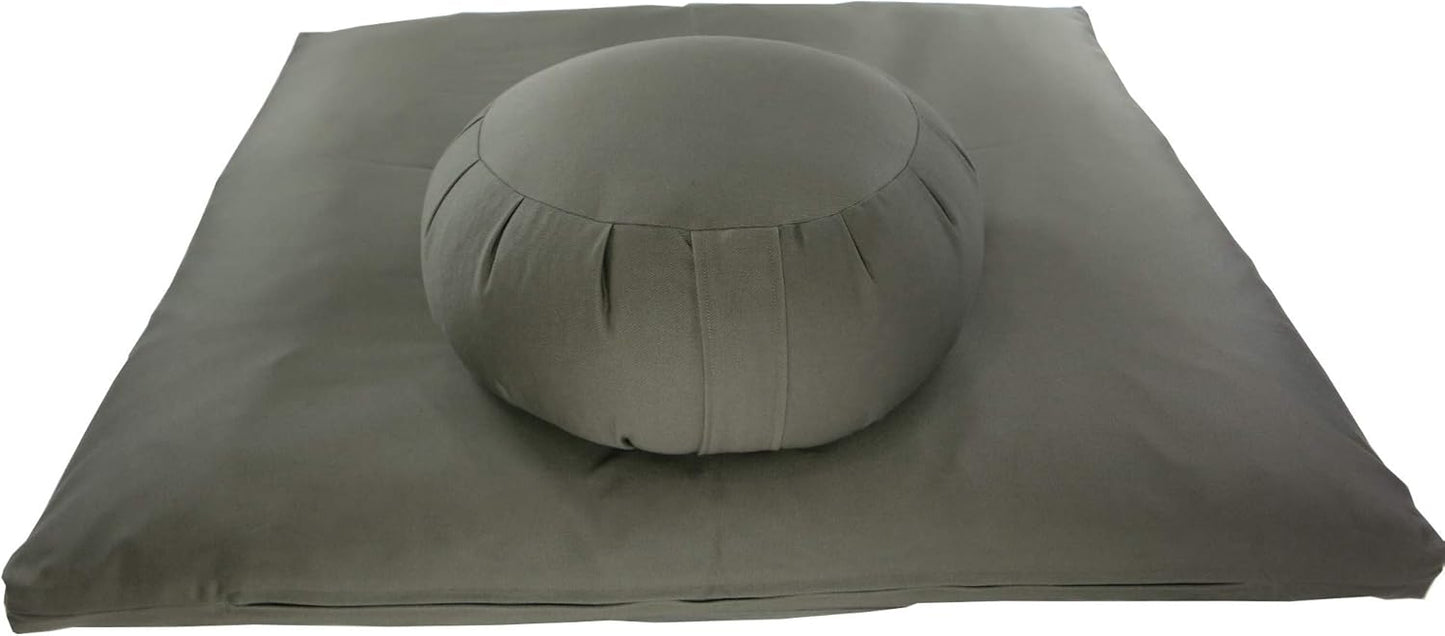 Buckwheat Zafu and Large Zabuton Meditation Cushion Set (2pc)