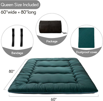 MAXYOYO Bohemian Retro Mattress Boho Floral Japanese Futon Mattress Tatami Floor Mat Foldable Portable Camping, Sleeping Pad, Lounger Couch Bed Full Size