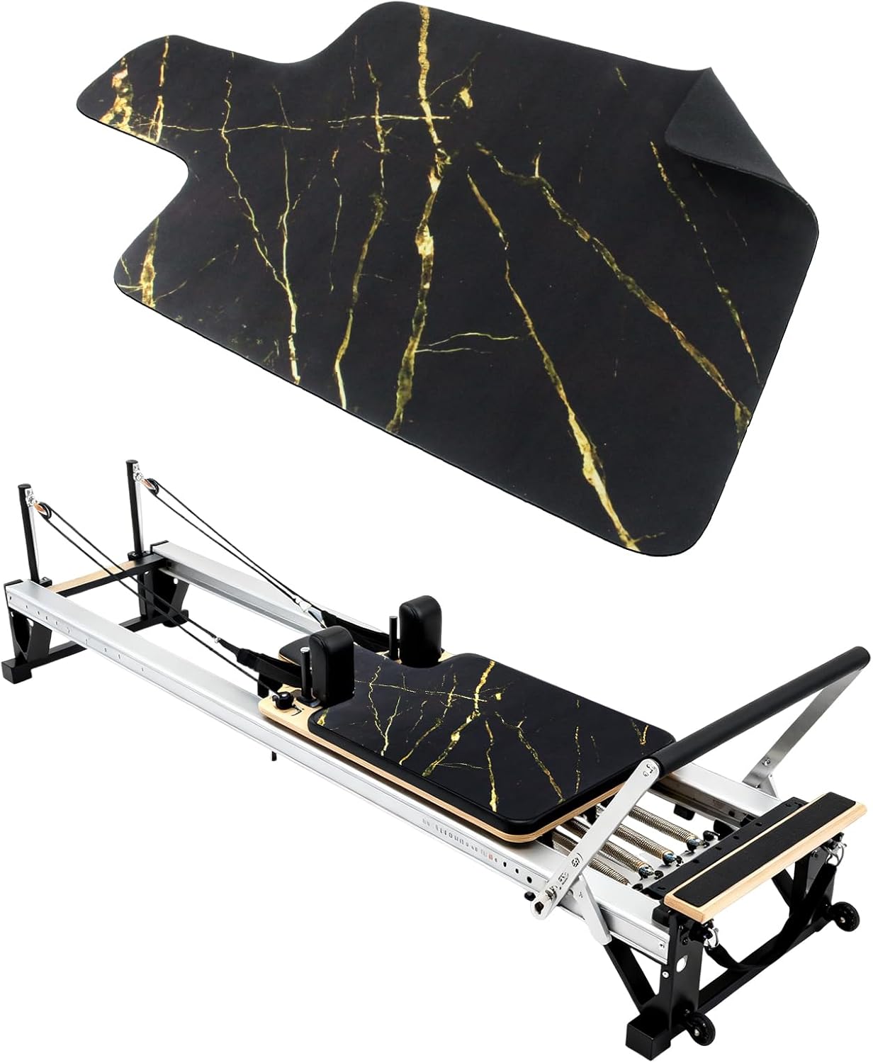 Non Slip Pilates Reformer Mat, Soft Fleece Surface Pilates Towel Mat, Pilates Mat with Multiple Equipment, Lightweight and Foldable, Wicking and Quick Drying for Yoga, Fitness