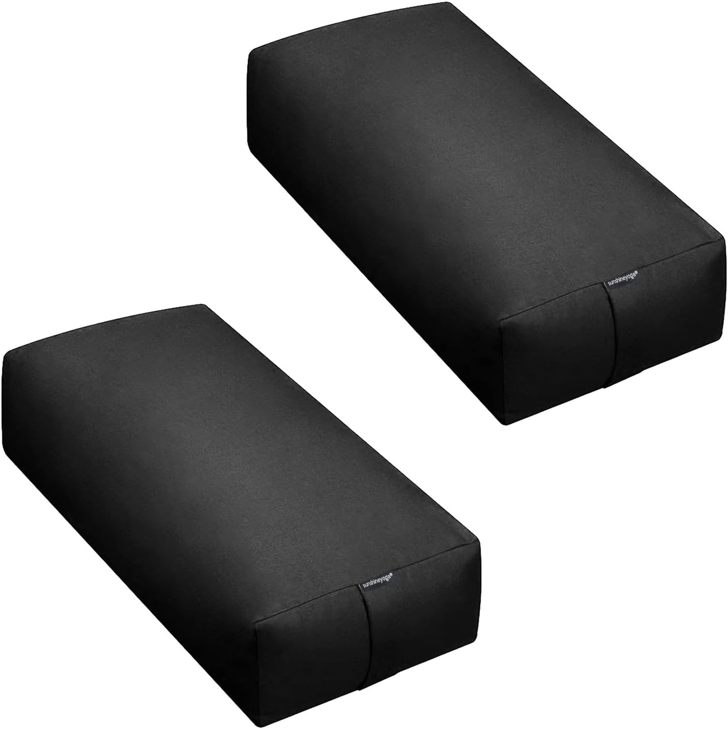 Extra Firm Large Yoga Bolster, 24" x 12" x 6" Cinched OR Zippered Yoga Pillow, Rectangular Cotton Cushion With Removable Cover for Studios, 1 Pack or 2 Pack