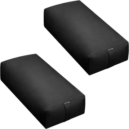 Extra Firm Large Yoga Bolster, 24" x 12" x 6" Cinched OR Zippered Yoga Pillow, Rectangular Cotton Cushion With Removable Cover for Studios, 1 Pack or 2 Pack
