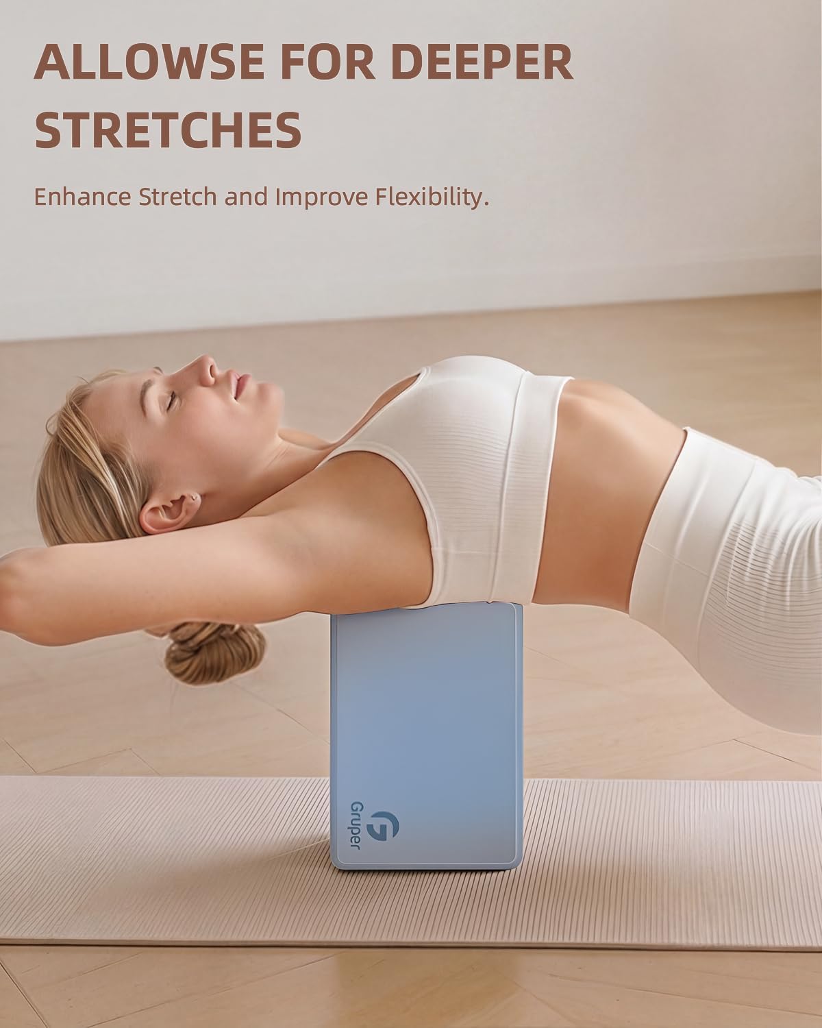 Gruper Yoga Blocks 2 Pack, 9"x6"x3" Exercise Blocks High-Density EVA Foam Blocks with Soft Non-Slip Surface, Lightweight Yoga Props for Yoga Pilates Meditation & Stretching