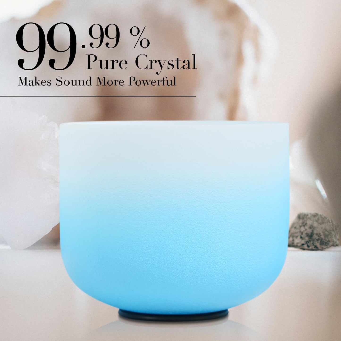 CVNC 432HZ 6-12 Inch Set Of 7 PCS Frosted Chakra Quartz Crystal Singing Bowls for Sound Healing with 2 PCS Travel Carry Case Bag