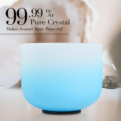 CVNC 432HZ 6-12 Inch Set Of 7 PCS Frosted Chakra Quartz Crystal Singing Bowls for Sound Healing with 2 PCS Travel Carry Case Bag