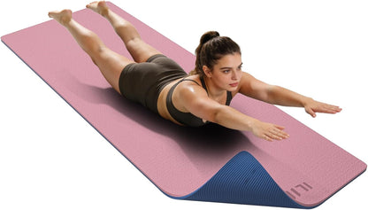 ILILI large Yoga Mat, Thick Soft Exercise Mat for Home Gym, Anti-Tear Cushioned Mat for Men Women, 76"x32.7"x0.35" for Stretching, Pilates&Fitness Workouts