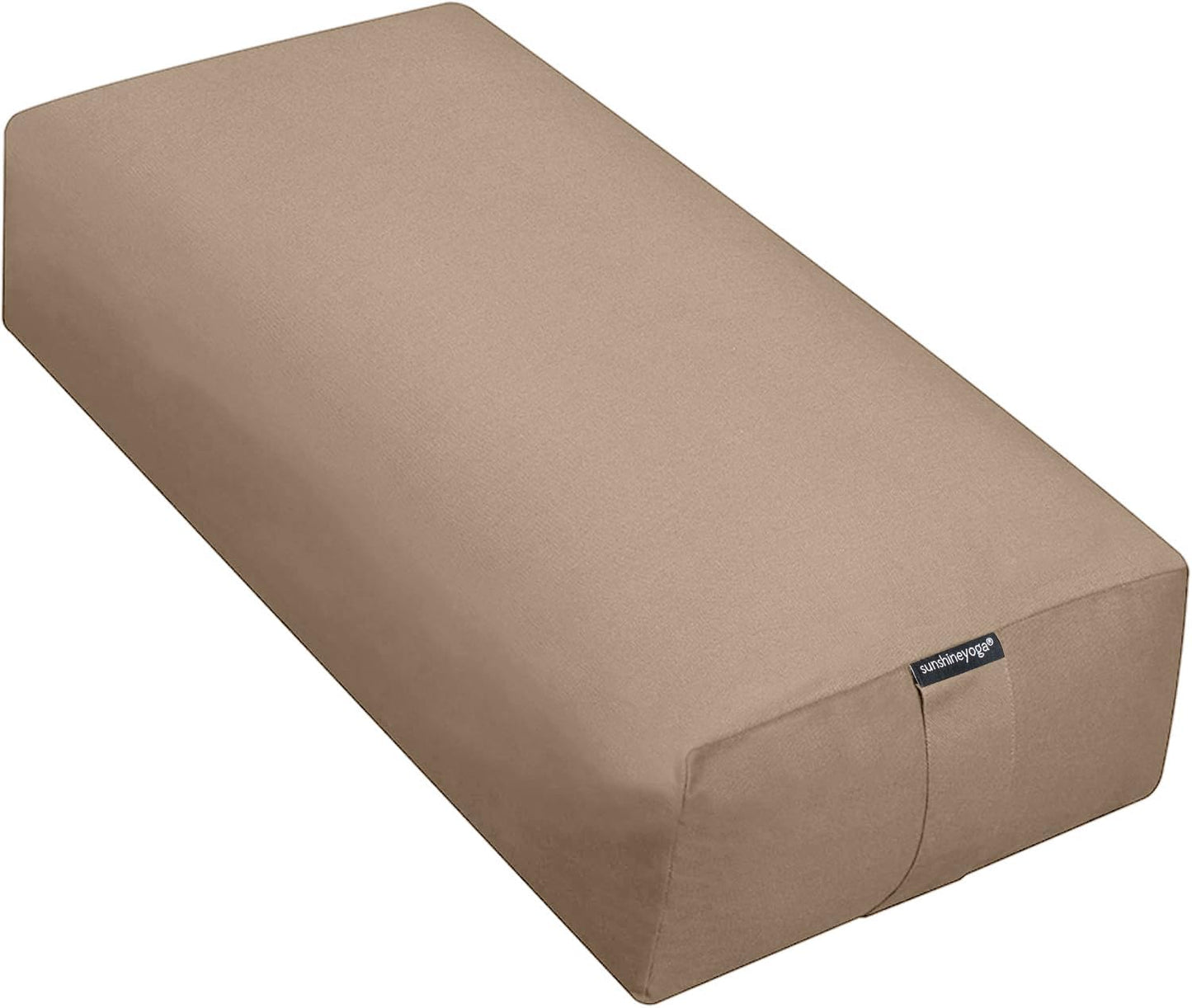 Extra Firm Large Yoga Bolster, 24" x 12" x 6" Cinched OR Zippered Yoga Pillow, Rectangular Cotton Cushion With Removable Cover for Studios, 1 Pack or 2 Pack