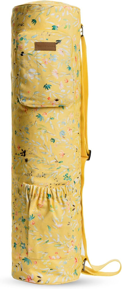 Maison d' Hermine Yoga Mat bag, Cylindrical bag for Woman&Men, yoga mat Bag &Adjustable shoulder straps Yoga Mat Carrier Bag with Drawstring Water Bottle Pocket and zipper pocket Easter Gifts