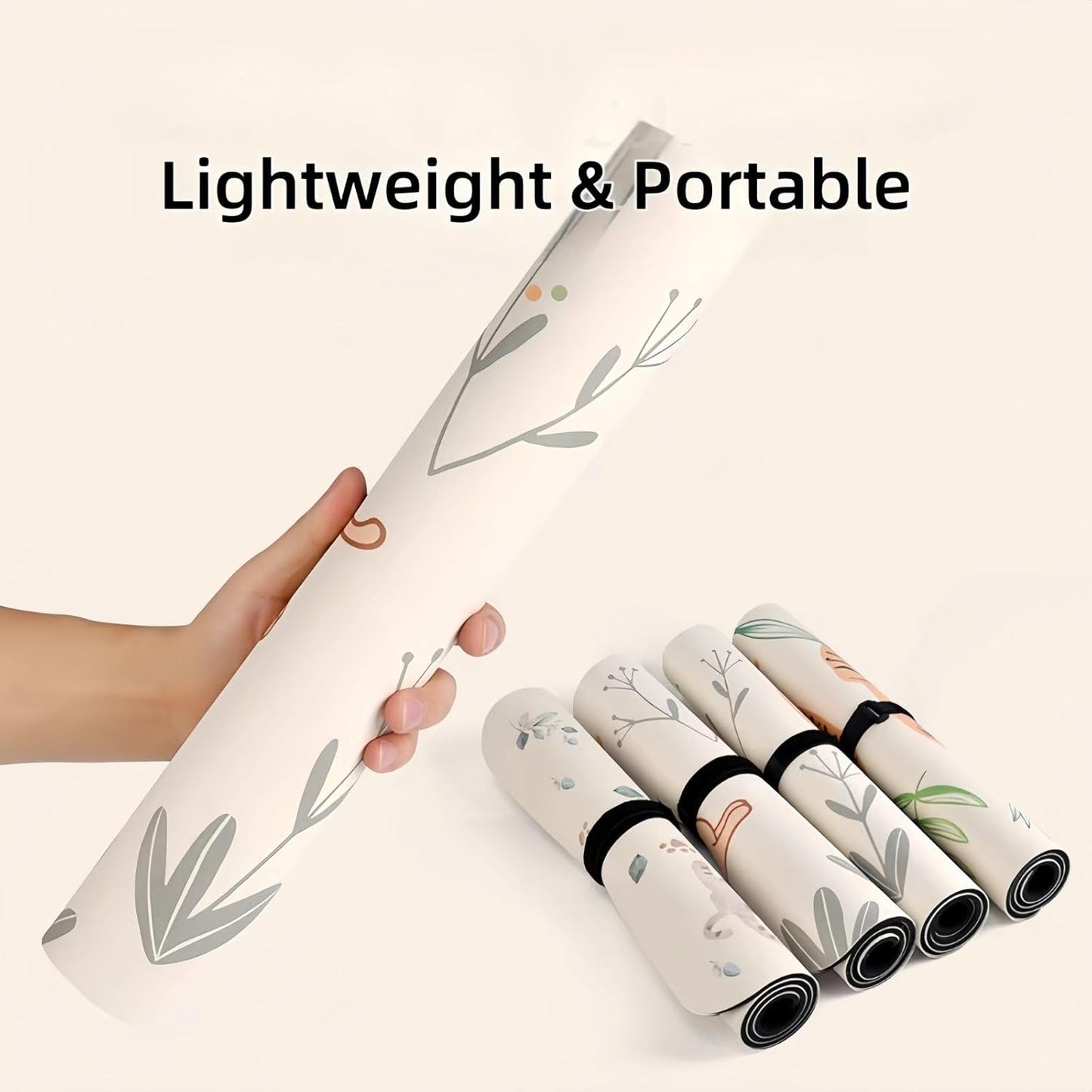 Mini Yoga Mat with Playful Cat Design, Yoga Knee Pads,Double-Sided Non-Slip, Meditation,Exercise Mat for Women&family use,White