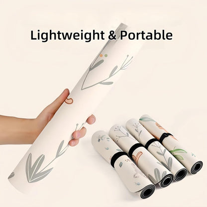 Mini Yoga Mat with Playful Cat Design, Yoga Knee Pads,Double-Sided Non-Slip, Meditation,Exercise Mat for Women&family use,White