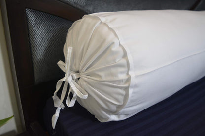 Ivory Cotton Bolster Cover – 16x6 in | Set of 2 | Soft, Washable Pillowcase for Round Yoga & Neck Roll Pillows