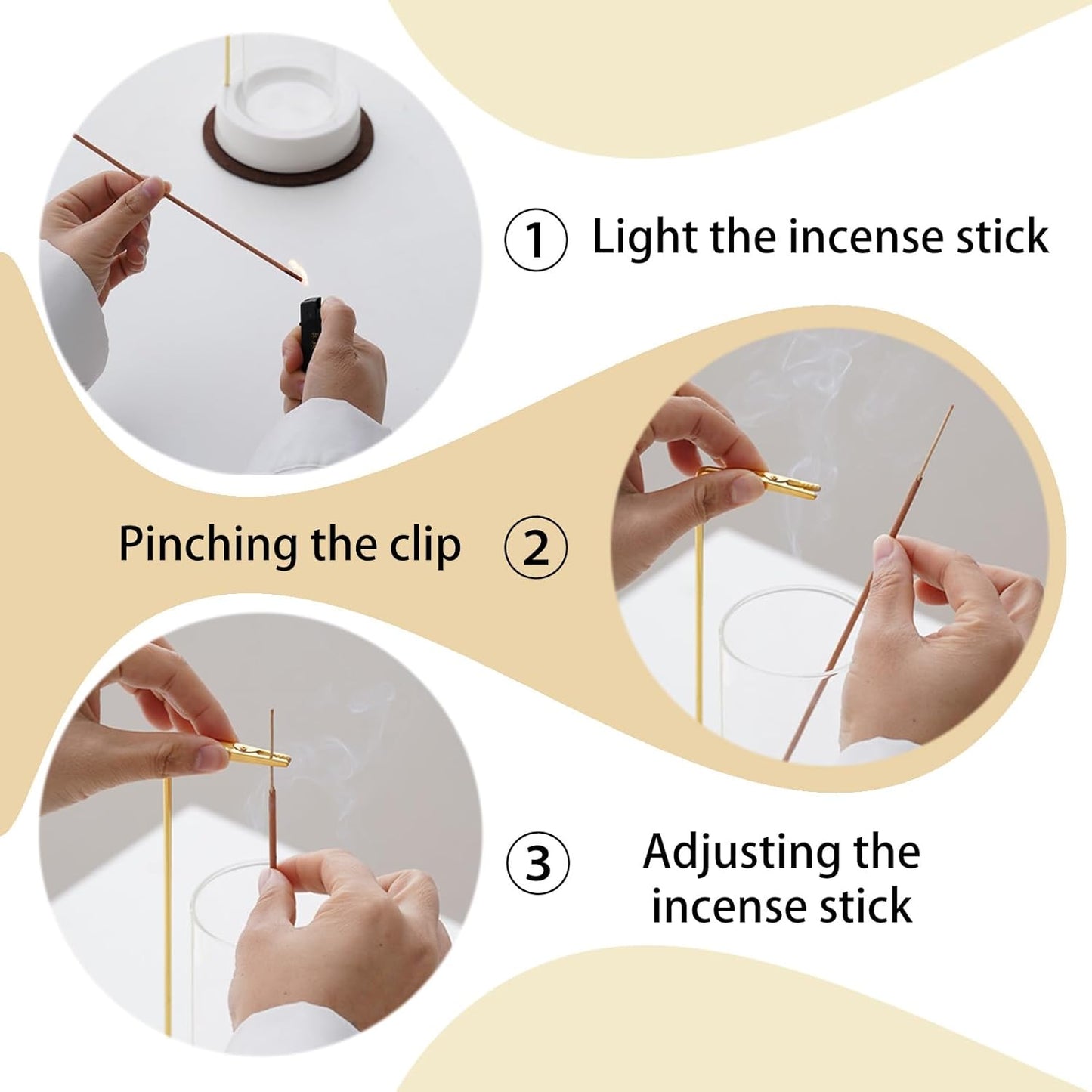 Ceremony Incense Holder, Wooden Incense Holder for Sticks with Glass Ash Catcher, Anti-ash Incense Burner with 20 Incense Sticks and a Ash Brush for Meditation Yoga Spa Room Decor