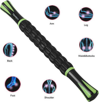 YANSYI Professional 9-Roller Deep Tissue Massage Stick - Portable Muscle Recovery Roller for Athletes, Relieves Post-Workout Soreness & Leg/Back Pain - Portable Physio Tool (Purple)