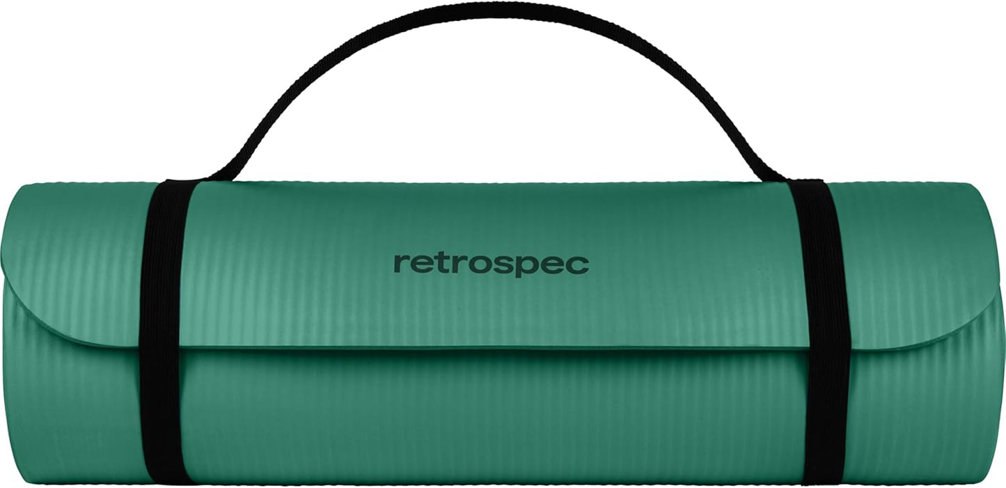 Retrospec Solana Yoga Mat Thick 1/2in Non-Slip Workout Mat with Nylon Strap - 72x24in Exercise Mat for Pilates, Stretching & Fitness - BPA Free, Easy Clean