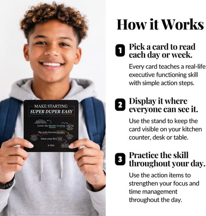 Emotional Intelligence Mindset Cards – 52 Daily Habits for Confidence, Connection & Social Skills – for Kids, Teens & Adults – Includes Wooden Display Stand – Gift for Teachers & Parents