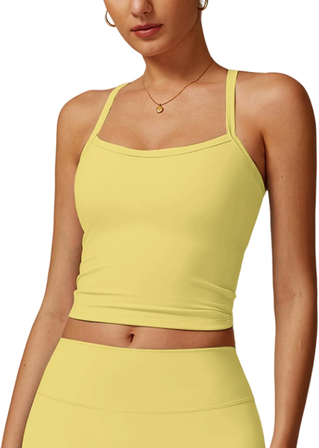 QBGJTD Womens Longline Sports Bras Cross Back Active Gym Yoga Padded Workout Crop Tank Top with Built in Bra