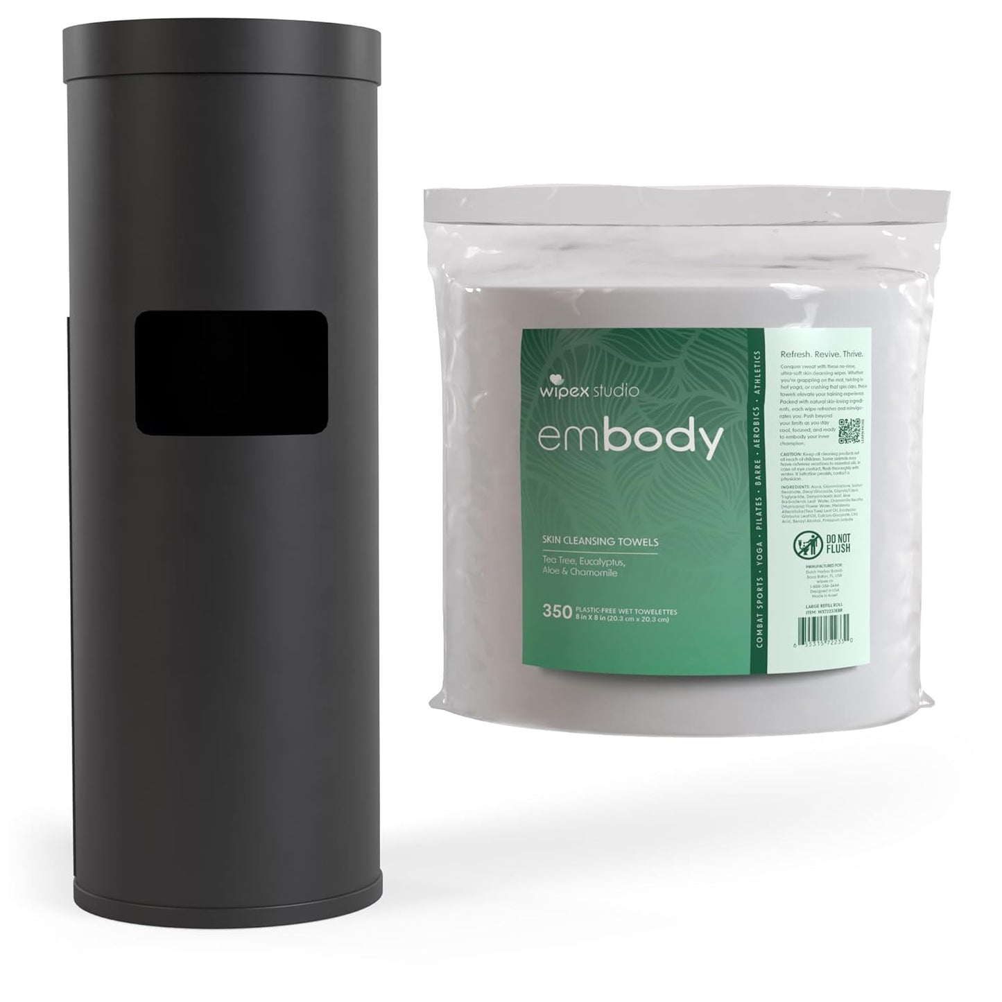 Wipex Embody Body Wipes - Large Plant-Based Cloth with Tea Tree Oil for Quick Clean Up, Ideal for Athletes, Yoga, Gym, Wrestling, Team Sports & Adults, Fitness Equipment Cleaner, 225 Count
