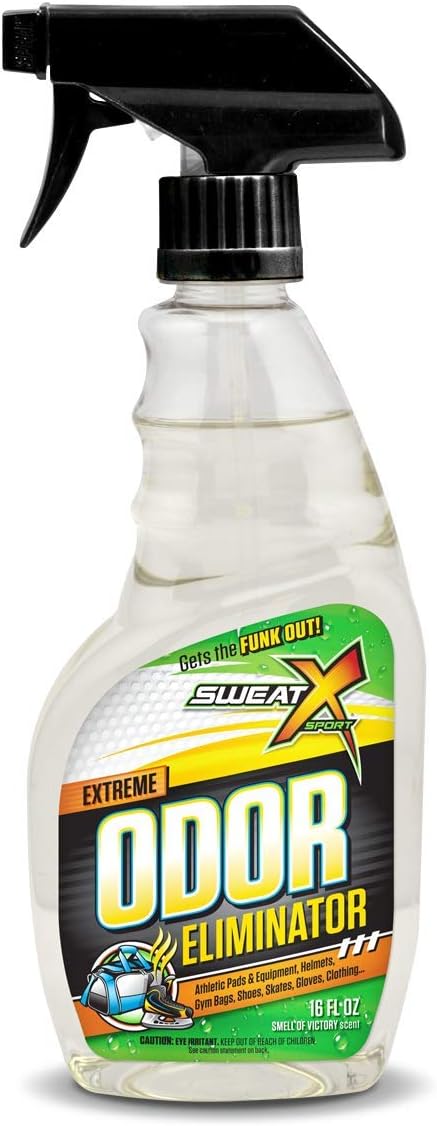 Sweat X Sport Extreme Odor Spray – Multipurpose Deodorizer for Stinky Shoes, Clothes, Sports Equipment & All Fabrics – Concentrated Formula, No Washing Required - Active Fresh Scent – 8 Fl Oz