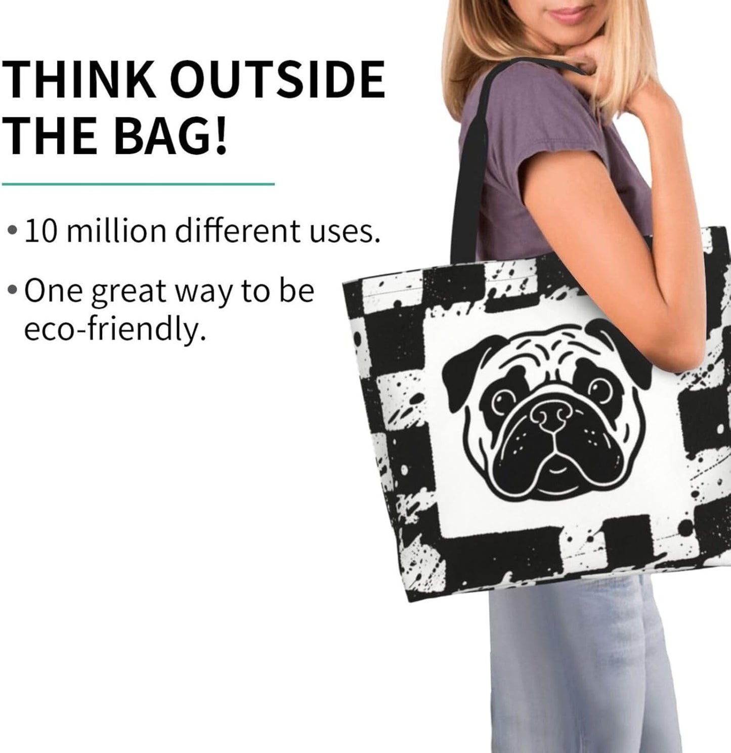 Tote Shoulder Bag Large Durable Reusable Eco-friendly Handbag Lightweight Stylish for Daily Use-19.7x15.7x5.9 Inch - Colors B