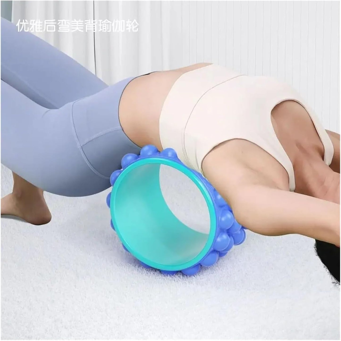 Deep Tissue Massage Yoga Wheel Portable Anti Slip Back Roller Open Back Design Open Shoulder Design Trigger Point Roller(Blue)