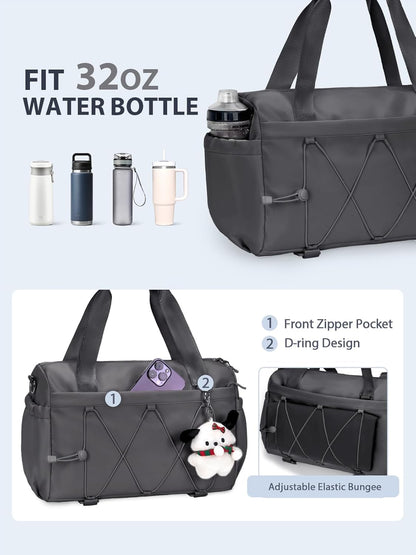 Small Gym Bag for Women with Yoga Mat Holder and Wet Compartment, Mini Gym Duffle Bag Yoga Bag with Water Bottle Pocket for Workout Travel, Green